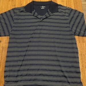 Grand Slam Men's Navy and White Striped Polo Shirt